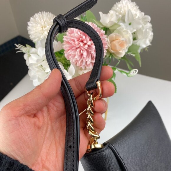 Michael Kors 35F9GTTC6L Jet Set Medium Leather Envelope Clutch in Black - Picture 6 of 9